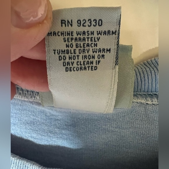 Vintage 90s Y2K Oarsmen light blue distressed Michigan Wolverines LS tshirt sz L - Picture 5 of 9